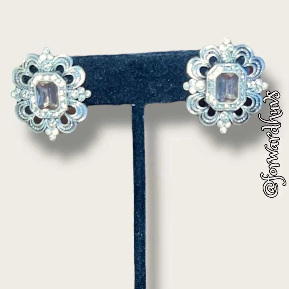 Vintage Avon Crystal Earrings – Timeless Silver-Plated Elegance